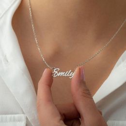 Pendant Necklaces Customised 925 Sterling Silver Name Necklace For Women Personalised Custom Nameplate Jewellery Birthday Gift 230614