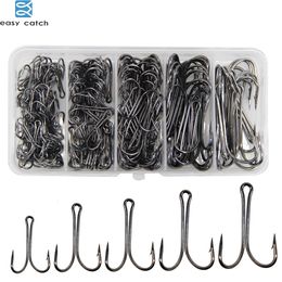 Fishing Hooks Easy Catch 150pcs/box High Carbon Steel Double Fishing Hooks Fly Tying Double Hook for Jig Bass Fishhook 230614