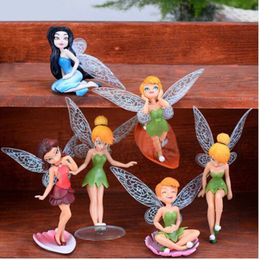 Decorative Objects Figurines 6Pcs Flower Fairy Pixie Fly Wing Miniatures Girl Figurines Fairy Garden Accessories Dollhouse Ornament Garden Decor 230614