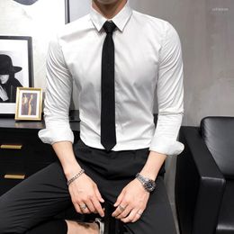 Men's Casual Shirts 2023 Men's Long Sleeve Shirt Korean Fashion Comfortable Fabric Non-iron Business Clothes Elegant Blouses