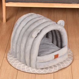 Cat Beds Winter Bed Dog Cute Cartoon House Four Seasons Pet Sleeping Warm Nest Carpet Cushion Villa For Small Medium Dogs