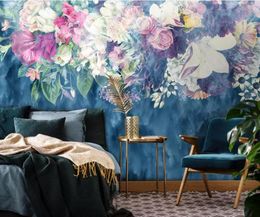 Wallpapers CJSIR Custom Wallpaper Nordic Minimalistic Retro Abstract Rose Flower Bedroom Background Wall Papers Home Decor 3d