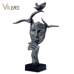 Decorative Objects Figurines VILEAD Abstract Figurine Interior Decoration Vintage Statue Resin Bird Head Sculpture Home Living Room Office Decor Craft 230614