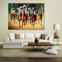 Cityscapes Canvas Art Horse Race Beautiful Portrait Handmade Painting for Modern Home Office