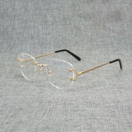 Sunglasses Frames Vintage Rimless Square Clear Glasses Men Oval C Wire Eyeglasses Optical Metal Frame Oversize Eyewear Women For Reading