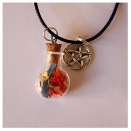Chains Necklace Comes Out Positive Energy Pentacle Amulet Talisman Magic Jewel Spell Jar Witch Pot Stones Plants Salt Vial