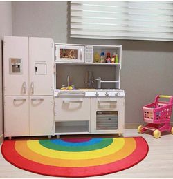 Carpet Ins Fruit Rainbow Floor Mats Semicircle Door Mat Children Bedside Decoration Nonslip Cute Doormat EVA Home Decor 230615