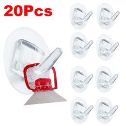 New 20Pcs Transparent Wall Hooks Hangers Waterproof Self Adhesive Keys Storage Hanger For Kitchen Bathroom Door Home Organiser Hooks