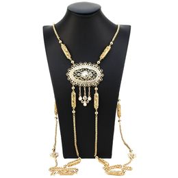 Belly Chains Sunspicems 18k Gold Colour Algeria Shoulder Chain Body Back Arab Morocco Bride Wedding Jewellery Women Chest Decoration 230614