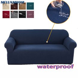 Chair Covers Sofa Cover for Living Room Waterproof Thickened Fleece Stretch Corner Couch 2 3 Seater Solid Slipcovers Set Funiture Protector 230614