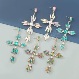Fashion Metal Rhinestone Cross Dangle Earrings Casual Party Statement Earrings Women's Earrings