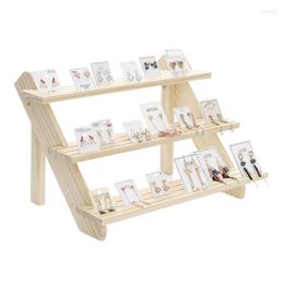 Jewellery Pouches F19D Portable Wooden Retail Table Display Stand For Market Craft Shows Tradeshows Earring & Ring Rack 2/3/4-Tier