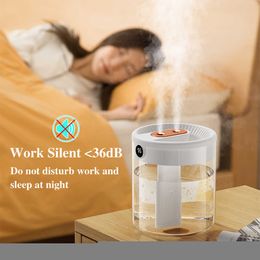 Humidifiers H2o Air Humidifier 2L Large Capacity Double Nozzle With LCD Humidity Display Aroma Essential Diffuser For Home Portable USB