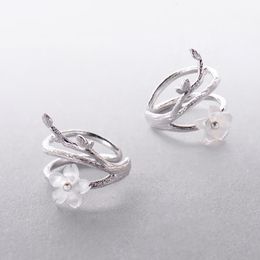 Ear Cuff Thaya White Cherry Blossom 925 Silver clip earrings flower round cuff earrings without piercing for women elegant fine Jewellery 230614