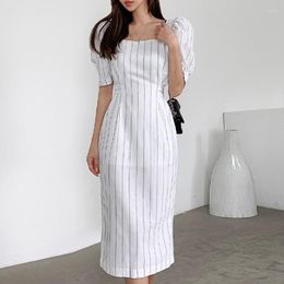 Casual Dresses Arrival Fashion High Quality Striped Party Formal Dress Women Elegant Vintage Backless Sexy Pencil