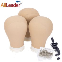 Wig Stand Alileader Wolesale 3Pcs/Set Wig Making Tools Quality Canvas Mannequin Head 21" 22" 22.5" 23" 24" Canvas Head For Wigs Making 230614