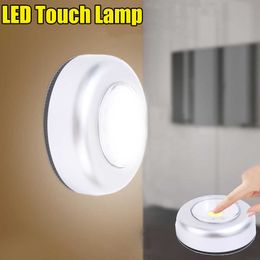New LED Touch Night Light Battery Powered Cabinet Closet Night Lamp Eye Protection Bedside Light For Home Bedroom Decors Lighting