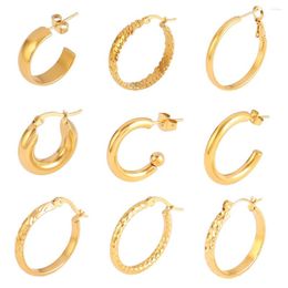 Hoop Earrings Stainless Steel Big Gold Color For Women Circle Pendant Earring 2023 Jewelry Fashion Gift Party