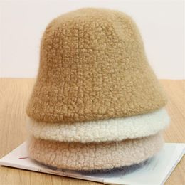 Autumn and winter rabbit hair new fisherman cap fashion wild student warm pot cap Korean hamstone wind solid Colour hat3256