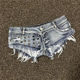 Women's Jeans Denim Shorts Frayed Edge Washed Old Colour Broken Rivet Hipster Pants Girl Sexy Nightclubs Thinner Women's P