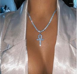 Chains Men's Hip Hop Tennis Chain 1 Row Cross Necklaces With Cubic Zirconia Luxury Gold Men Punk Collars 2023