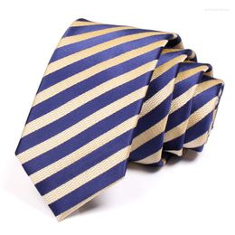 Bow Ties 2023 Men's 6CM Blue Striped Tie High Quality Business Suit Work Neck For Men Fashion Formal Necktie Slim Gift Box