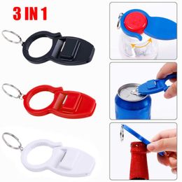 New Multi-purpose Portable Bottle Opener Keychain Plastic 3 in 1 Wine Beverage Can Opener Wedding Party Kitchen Gadgets Accessories