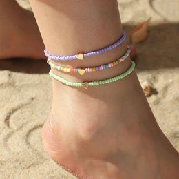 Anklets Fashion Love Foot Decoration European And American Beach Wind Small Beautiful Anklet Set Bracelet Cord Mom