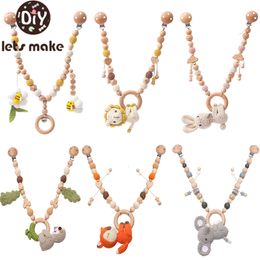 Rattles Mobiles Baby Wooden Crochet Stroller Toys Hanging Rattle Crib Bell Animal Gym Pendants Gifts Childrens 230615