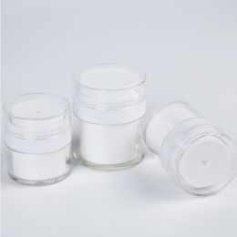 PureJar Airless Cosmetic Bottle & Vacuum Cream Jar Set - 15/30g White Acrylic Containers for Pump Lotion, Moisturizer, Serum & More - L Fcdk