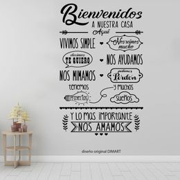 Spanish Quote Bienvenidos A Nuestra Casa Vinyl Phrases Wall Decals Decor Livingroom Stickers Wall stickers Decorative Z2019