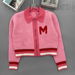 Women's T-Shirt Designer designer knitted pink lapel zippered cardigan girly style age reduction short coat top new in 2022 winter RTWO