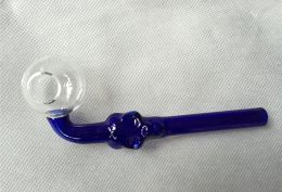 Colorful Handle Skull Smoking Pipe Glass Pipes Handle Curved Skull Glass Oil Burner Pipe 12cm Mini Smoking Tube