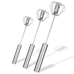 Egg Whisk Stainless Steel Long Handle Egg Beater Hand Push Blender Wisking Tool Cooking, Blending, Beating Stirring Milk Frother Mixer Stirrer W0041