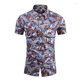 Men's Casual Shirts Men Stylish Printed Designer Dress Summer Breathable Short Sleeve Clothing Seaside Fashion Daily Hombre