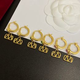 Designer Jewellery Women Earrings Luxury Gold Charm Earings Diamond Earring with Box V Hoop Jewlery Shiny Stud Earing Jewerly CSG2311276