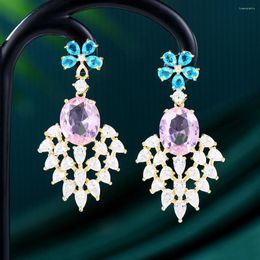 Dangle Earrings GODKI Romantic Flower Drop Earring For Women Wedding Party Dubai Bridal Jewellery Boucle D'oreille Femme