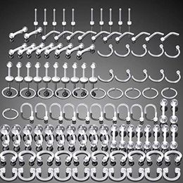 Labret Lip Piercing Jewellery Wholesale 100PcsLot Clear Arylic Body Percing Nose Rings Pircing Ombligo Eyebrow Studs Tongue 230614