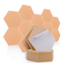 Wall Stickers Sound Proof Wall Panels Hexagon 12Pcs Self-adhesive Acoustic Panel Noise Pared Stickers For Home Recording Studio Environmental 230614