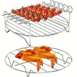 1pc/1set Air Fryer Accessories, Grill Rack, Steam Rack, Stainless Steel Rack, Dehydration Rack, Barbecue Basket, Barbecue Rack, Drain Basket, Philtre Rack, Food Frying Basket