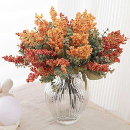 Dried Flowers 9pcs Artificial Foam Lavender Home Wedding Living Room Decorations Autumn Plants Fake Bouquet DIY Christmas Accessories