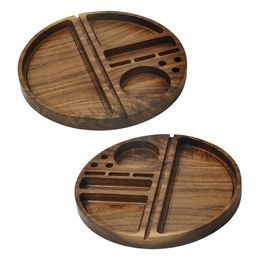 Round Natural Wooden Trays Rolling Tray Household Smoking Accessories With Groove Diameter 218MM Tobacco Roll Cigarette