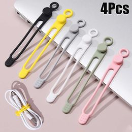 New 4Pcs Silicone Cable Winder Organizer Earphone Clips Wire Cord Management Buckle For Table Storage Organizer Home Office Supplies