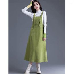 Casual Dresses 2023 Denim Dress Women's Spring And Summer Strap Skirt Long Student Suspender Women Green LE52