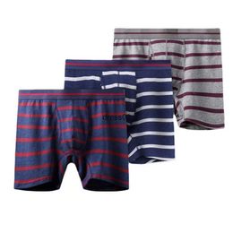 Striped cotton mens underwear lengthened boxer pants men's cycling and running anti-wear legs