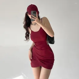 Casual Dresses WOMENGAGA Hollow Out Tight Fit Show Thin Spicy Girl Wrap Hip Skirt Women's Summer Irregular Camisole Dress O-Neck SEOD