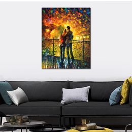 City Life Landscape Canvas Art Last Date Hand Painted Kinfe Painting for Hotel Wall Modern