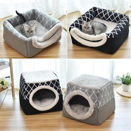 Cat Beds Pet Bed For Cats Dogs Soft Nest Kennel Cave House Sleeping Bag Mat Pad Tent Pets Winter Warm Cozy 2 Size L XL Colors
