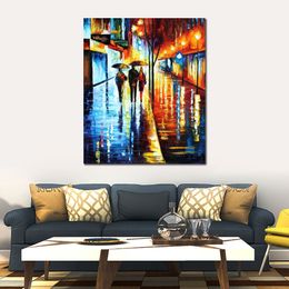 High Quality Canvas Art Invitation Ii Handcrafted Oil Paintings Urban Streets Modern Wall Decor