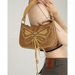 Evening Bags Vintage Shoulder Bag Pu Leather Lace Straps Butterfly Women Handbag Chain Underarm Tote Purses Handbags